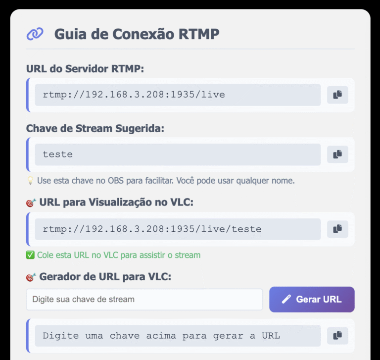 Guia rápido de conexão