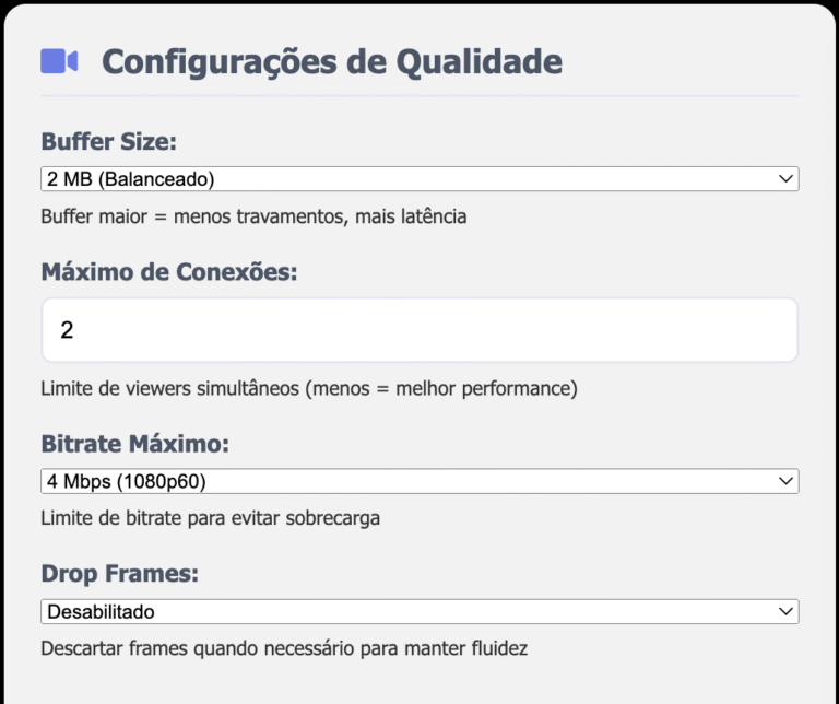 Controle de qualidade da conexão